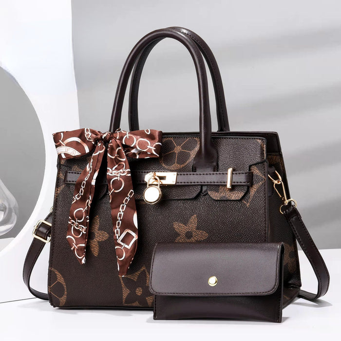 Wholesale Shoulder Bag PU Vintage Print Bow Handbag Diagonal Cross (F) JDC-SD-haim007