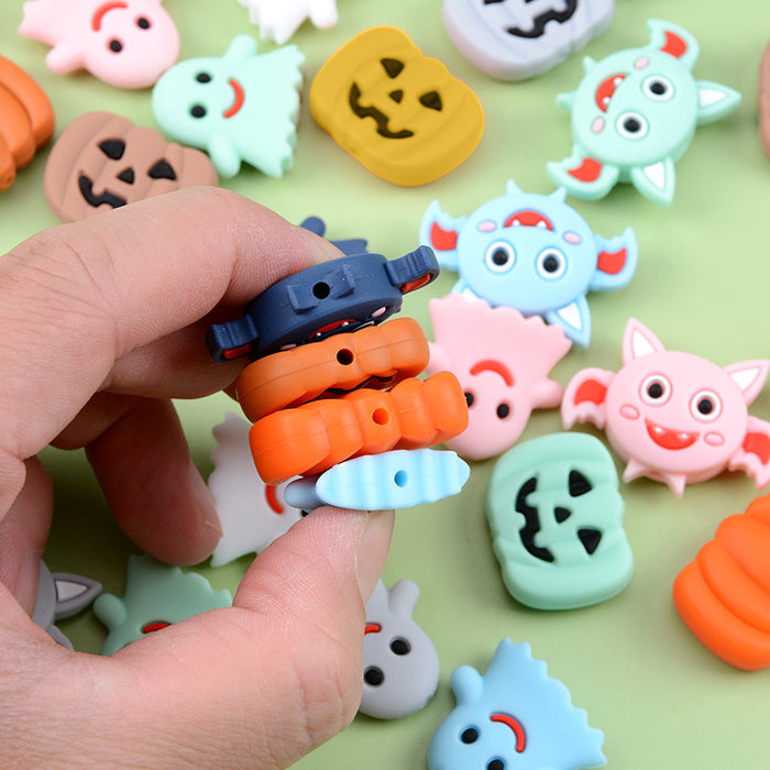 Wholesale DIY Maternity Supplies Silicone Beads Halloween Pumpkin Loose Beads DIY Teeth MOQ≥2 JDC-DIY-YueX001