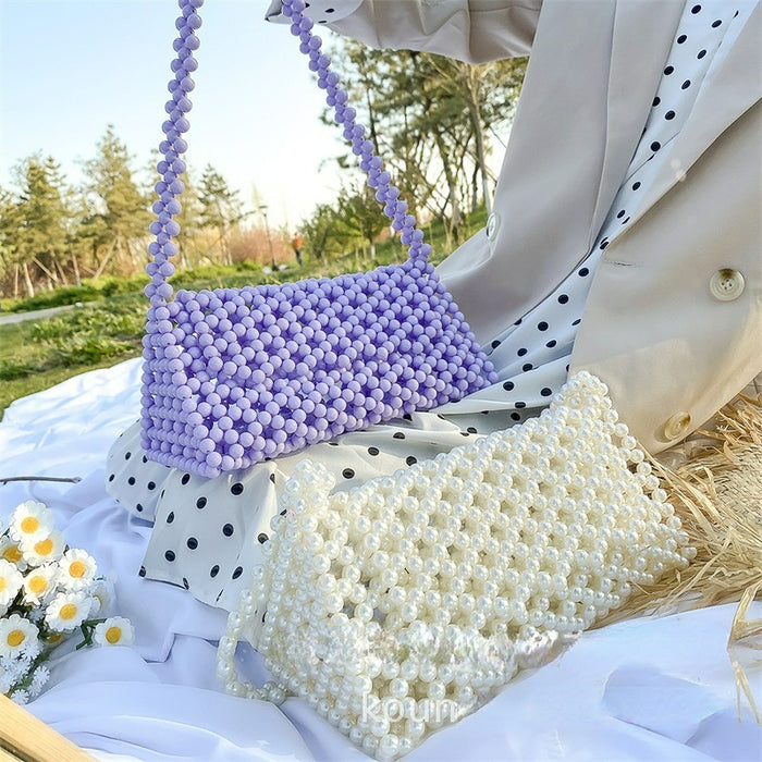 Wholesale Pearl Bag DIY Hand Beaded Bag Acrylic Handbag JDC-HB-Xinnuo001