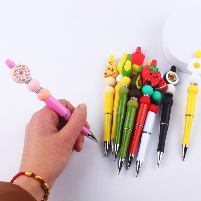 Wholesale Cartoon Fruit Silicone Color Plastic Beadable Pens JDC-BP-GuangTian008