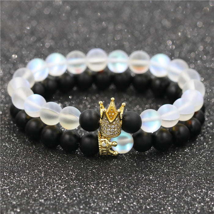 Wholesale Weathered Stone Crown Men's Bracelet Couple Bracelet MOQ≥2 JDC-BT-ML062