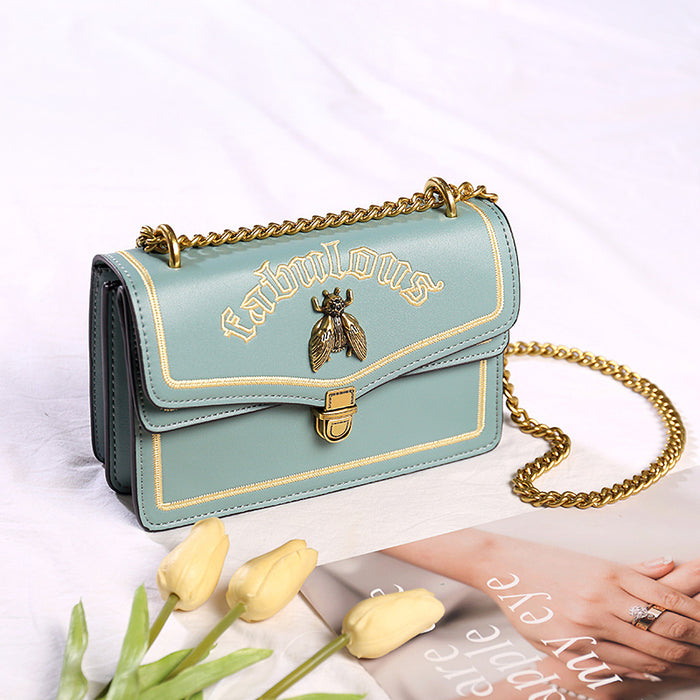 Wholesale Shoulder Bag PU Small Bee Shoulder Crossbody Embroidery Lock Small Square Bag JDC-SD-Anmo004