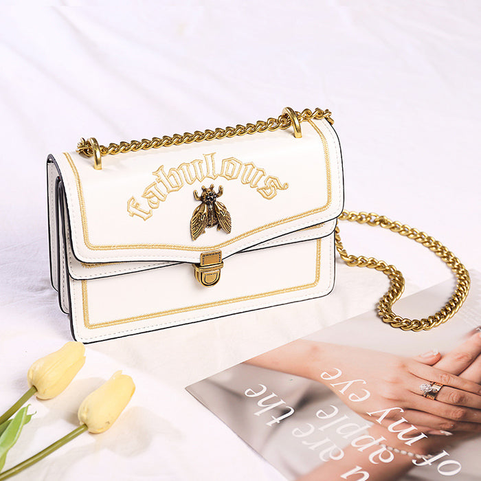 Wholesale Shoulder Bag PU Small Bee Shoulder Crossbody Embroidery Lock Small Square Bag JDC-SD-Anmo004