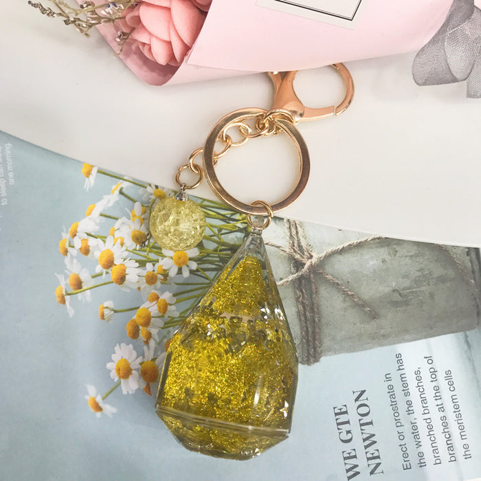 Wholesale diamond water drop into oil girl heart keychain JDC-KC-LingY003