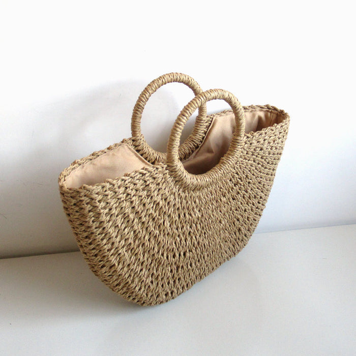 Jewelry WholesaleWholesale Simple Solid Color Woven Bag Retro Style Casual Beach Bag JDC-BB-DeR008 Beach Bag DeR %variant_option1% %variant_option2% %variant_option3%  Factory Price JoyasDeChina Joyas De China