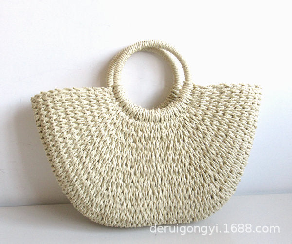 Jewelry WholesaleWholesale Simple Solid Color Woven Bag Retro Style Casual Beach Bag JDC-BB-DeR008 Beach Bag DeR %variant_option1% %variant_option2% %variant_option3%  Factory Price JoyasDeChina Joyas De China