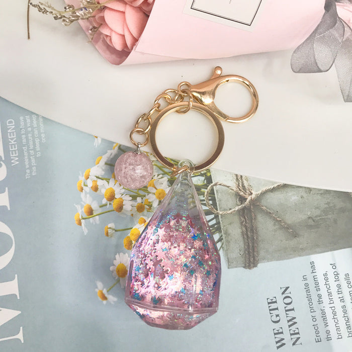 Wholesale diamond water drop into oil girl heart keychain JDC-KC-LingY003