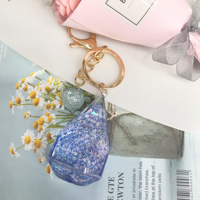 Wholesale diamond water drop into oil girl heart keychain JDC-KC-LingY003