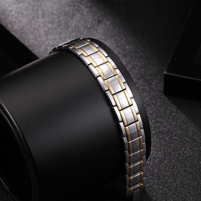 Wholesale Magnetic Jewelry Stainless Steel Gold Double Row Magnet Stone Bracelet JDC-BT-WJTD002