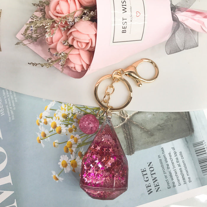 Wholesale diamond water drop into oil girl heart keychain JDC-KC-LingY003