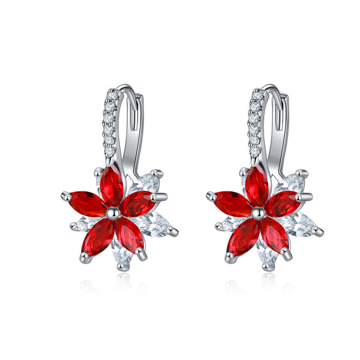 Jewelry WholesaleWholesale 12 colors double-layered flowers inlaid with zircon earrings MOQ≥2 JDC-ES-Kas006 Earrings 卡诗 %variant_option1% %variant_option2% %variant_option3%  Factory Price JoyasDeChina Joyas De China