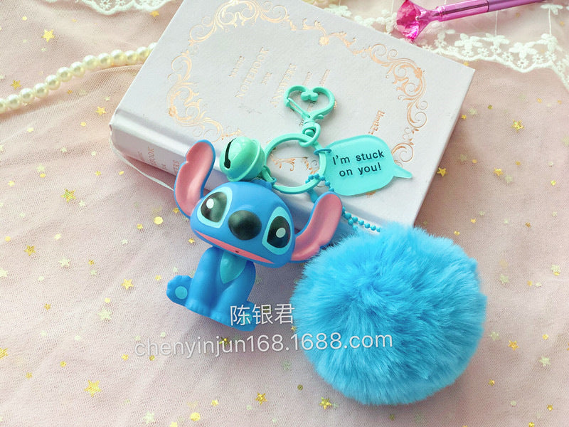 Wholesale cartoon keychain pendant hair ball pendant twin star doll MOQ≥2 JDC-KC-CYJ001