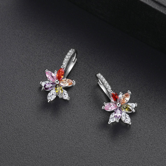 Jewelry WholesaleWholesale 12 colors double-layered flowers inlaid with zircon earrings MOQ≥2 JDC-ES-Kas006 Earrings 卡诗 %variant_option1% %variant_option2% %variant_option3%  Factory Price JoyasDeChina Joyas De China