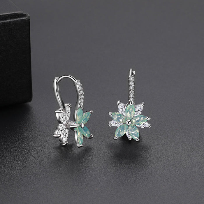 Jewelry WholesaleWholesale 12 colors double-layered flowers inlaid with zircon earrings MOQ≥2 JDC-ES-Kas006 Earrings 卡诗 %variant_option1% %variant_option2% %variant_option3%  Factory Price JoyasDeChina Joyas De China