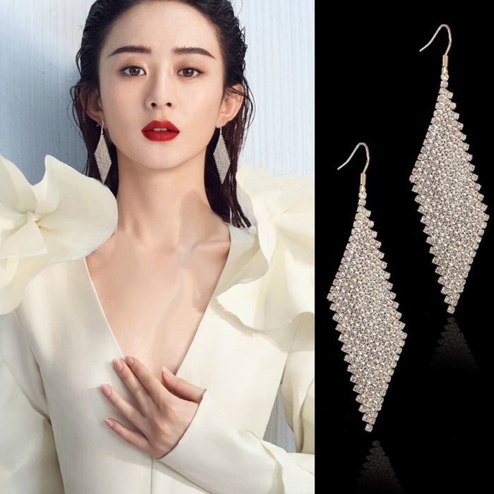 Jewelry WholesaleWholesale long diamond earrings JDC-ES-Sideng028 Earrings 思登 %variant_option1% %variant_option2% %variant_option3%  Factory Price JoyasDeChina Joyas De China