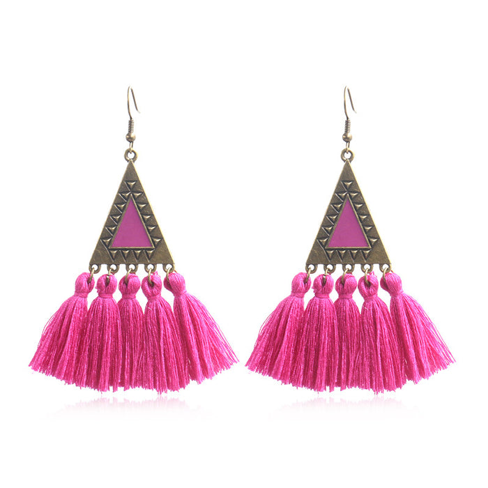 Jewelry WholesaleWholesale long ethnic yarn tassel earrings JDC-ES-HH006 Earrings 汉虹 %variant_option1% %variant_option2% %variant_option3%  Factory Price JoyasDeChina Joyas De China