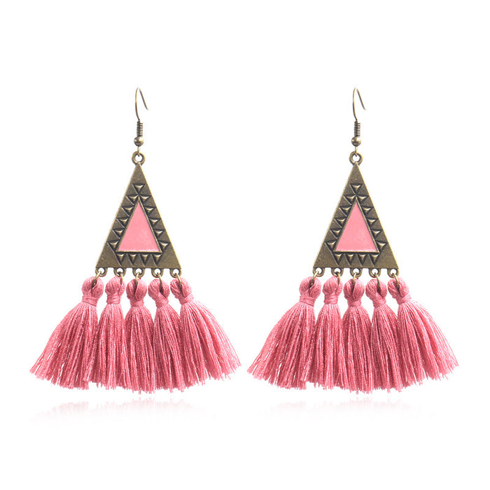 Jewelry WholesaleWholesale long ethnic yarn tassel earrings JDC-ES-HH006 Earrings 汉虹 %variant_option1% %variant_option2% %variant_option3%  Factory Price JoyasDeChina Joyas De China