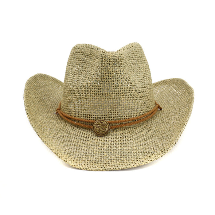 Wholesale western cowboy straw hat topper outdoor seaside JDC-FH-MShen001