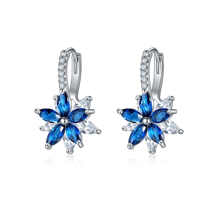 Jewelry WholesaleWholesale 12 colors double-layered flowers inlaid with zircon earrings MOQ≥2 JDC-ES-Kas006 Earrings 卡诗 %variant_option1% %variant_option2% %variant_option3%  Factory Price JoyasDeChina Joyas De China