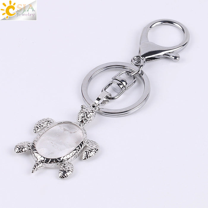 Wholesale Natural Stone Crystal Turtle Keychain JDC-KC-HS001