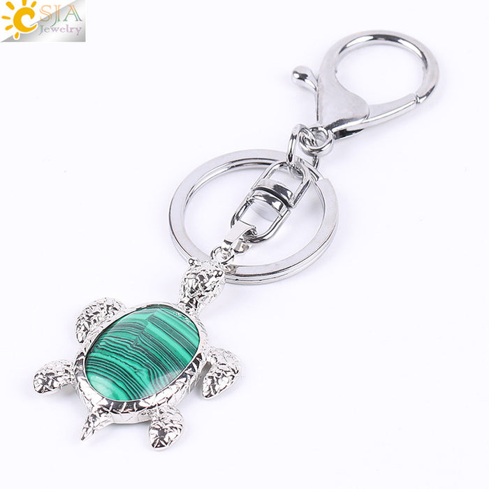 Wholesale Natural Stone Crystal Turtle Keychain JDC-KC-HS001