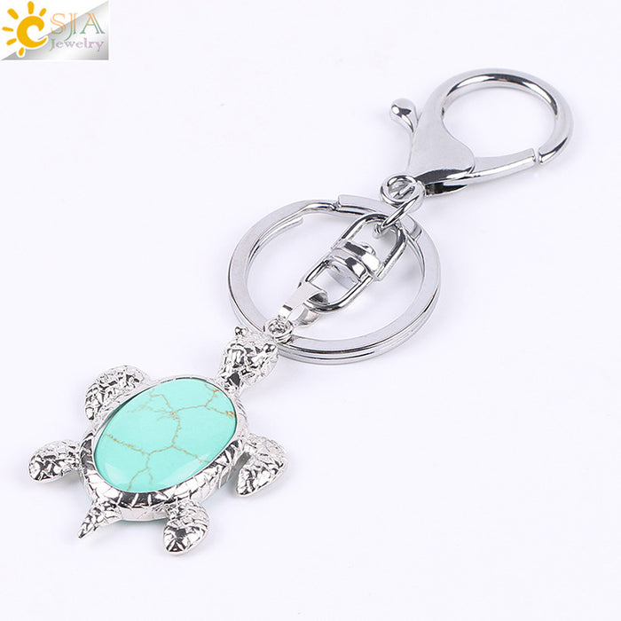 Wholesale Natural Stone Crystal Turtle Keychain JDC-KC-HS001