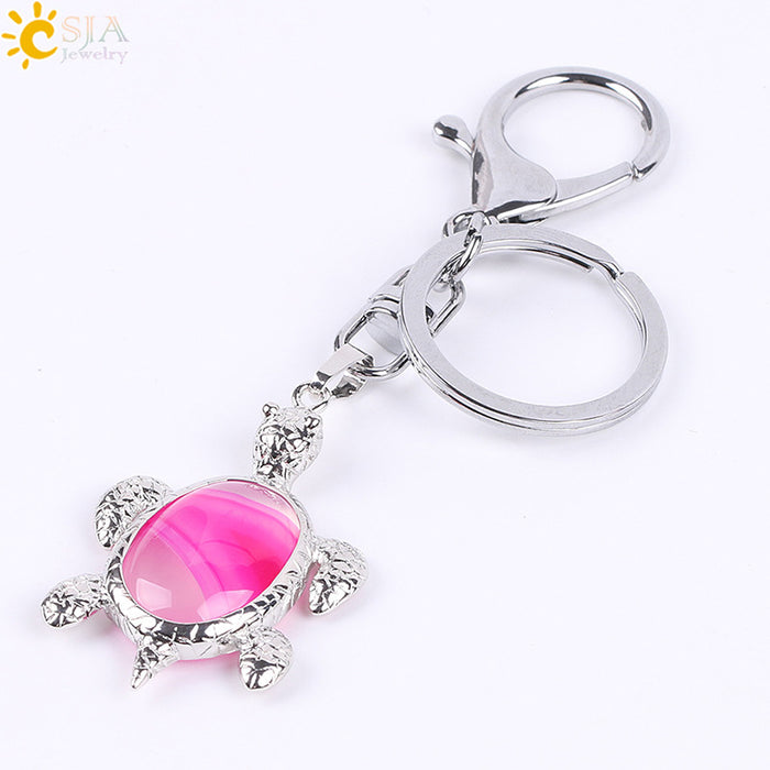 Wholesale Natural Stone Crystal Turtle Keychain JDC-KC-HS001