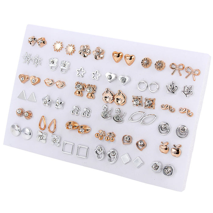 Wholesale 36 Pairs Mixed Gold Silver Stud Earrings Acrylic Diamonds Bear Earrings JDC-ES-Jingy002