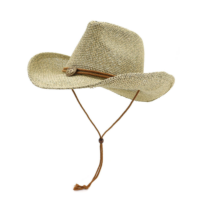 Wholesale western cowboy straw hat topper outdoor seaside JDC-FH-MShen001