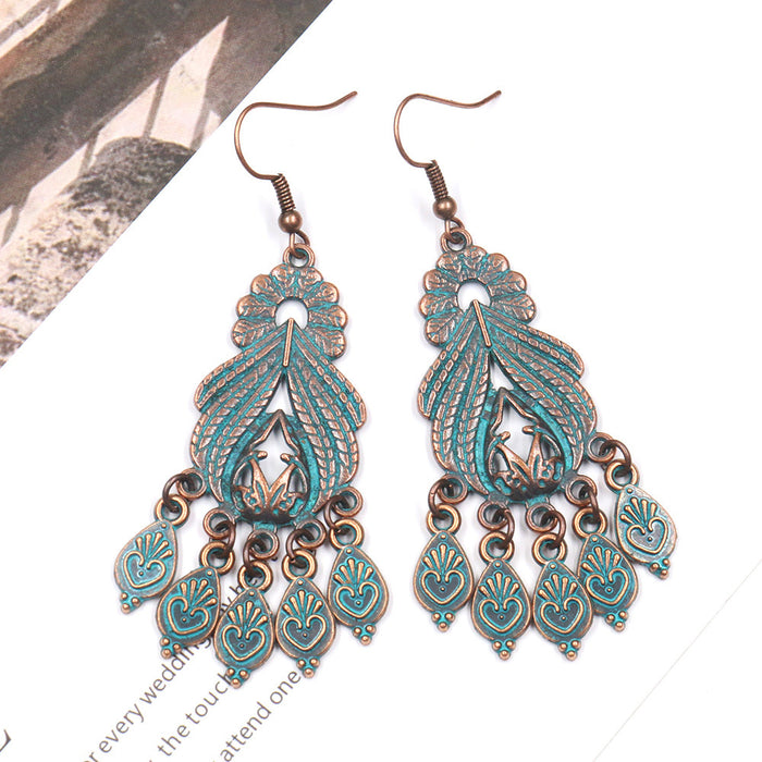 Wholesale Earrings Alloy Drop Shape Engraved Pattern JDC-ES-Yuhong011