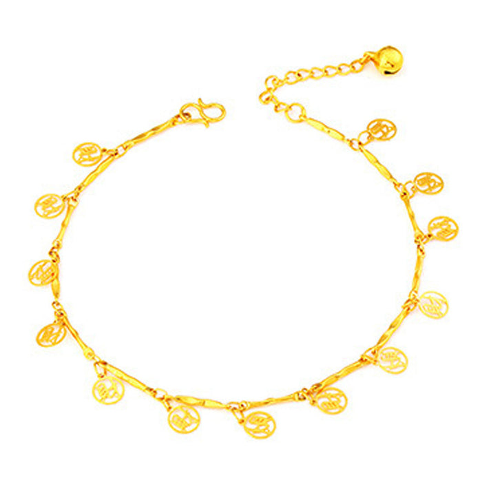 Jewelry WholesaleWholesale four leaf clover gold bell blessing Bag Gold Plated Anklet JDC-AS-Xsj002 Anklet 鑫饰界 %variant_option1% %variant_option2% %variant_option3%  Factory Price JoyasDeChina Joyas De China