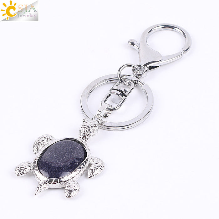 Wholesale Natural Stone Crystal Turtle Keychain JDC-KC-HS001