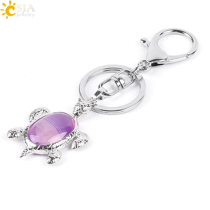 Wholesale Natural Stone Crystal Turtle Keychain JDC-KC-HS001