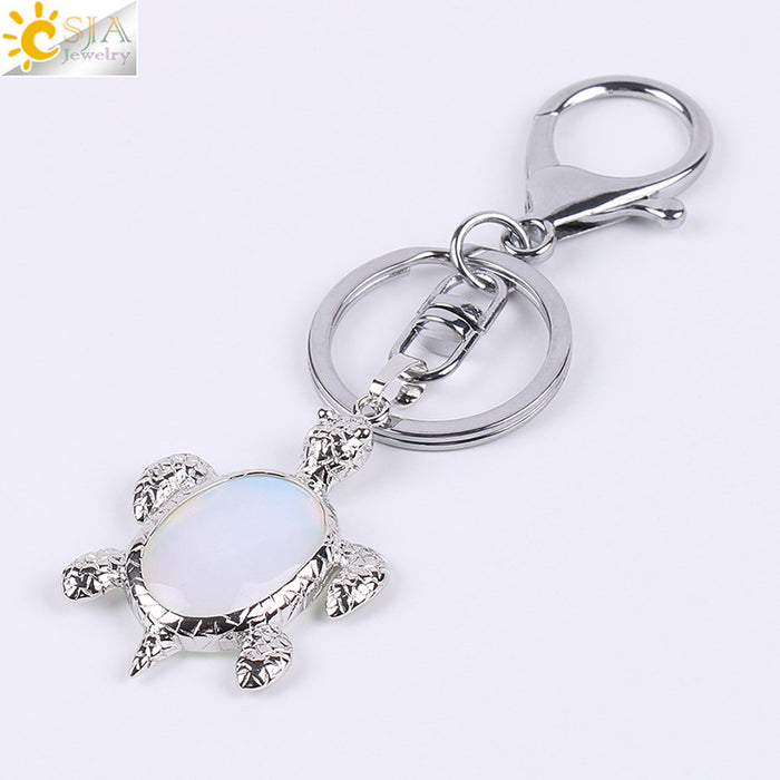 Wholesale Natural Stone Crystal Turtle Keychain JDC-KC-HS001