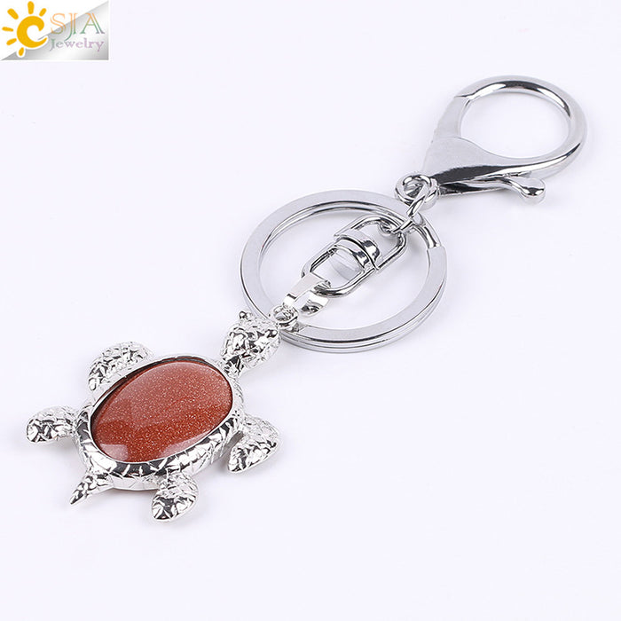 Wholesale Natural Stone Crystal Turtle Keychain JDC-KC-HS001