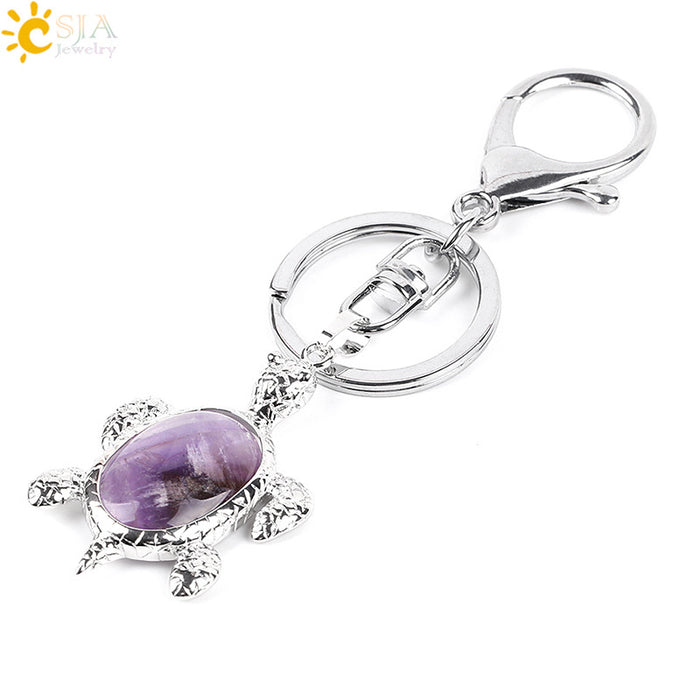 Wholesale Natural Stone Crystal Turtle Keychain JDC-KC-HS001