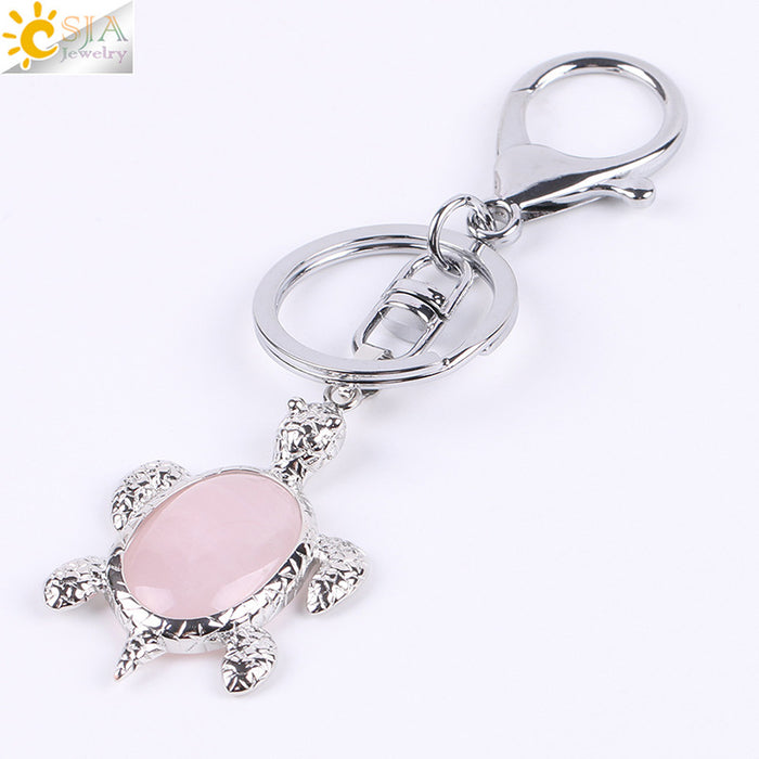 Wholesale Natural Stone Crystal Turtle Keychain JDC-KC-HS001