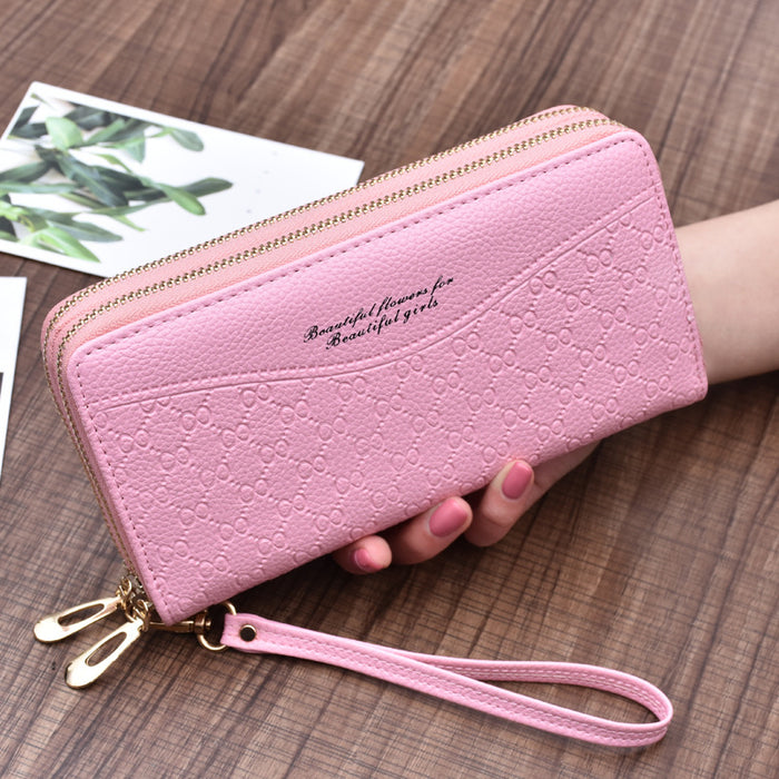 Wholesale Wallet PU Large Capacity Double Zipper Hand Phone Bag JDC-WT-Fanju004