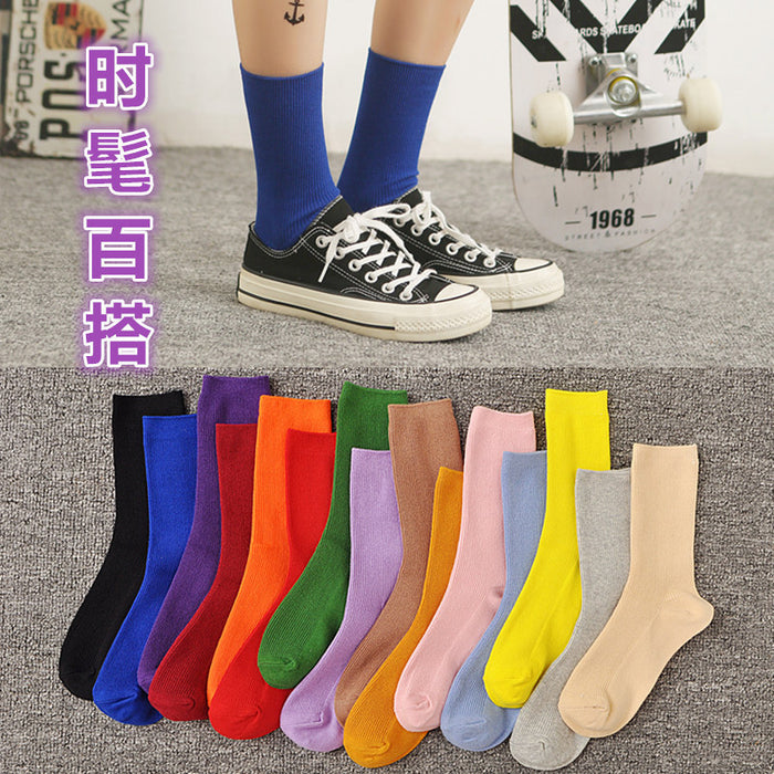 Jewelry WholesaleWholesale spring/summer cotton socks double needle long tube pile socks JDC-SK-BuZL0006 Sock 步之蓝 %variant_option1% %variant_option2% %variant_option3%  Factory Price JoyasDeChina Joyas De China