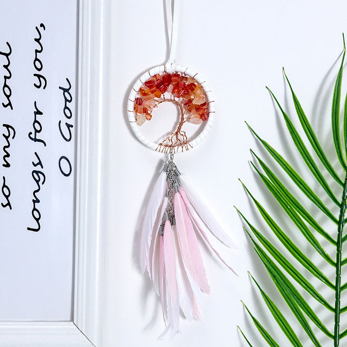 Jewelry WholesaleWholesale Tree of Life Leather Rope Gravel Feather Car Hanging Dreamcatcher MOQ≥2 JDC-DC-MGu022 Dreamcatcher 梦罟 %variant_option1% %variant_option2% %variant_option3%  Factory Price JoyasDeChina Joyas De China