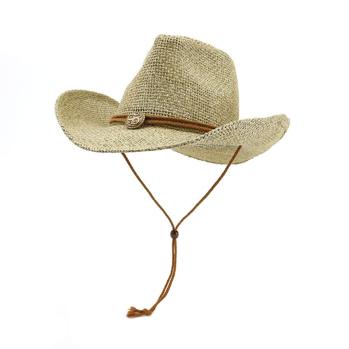 Wholesale western cowboy straw hat topper outdoor seaside JDC-FH-MShen001