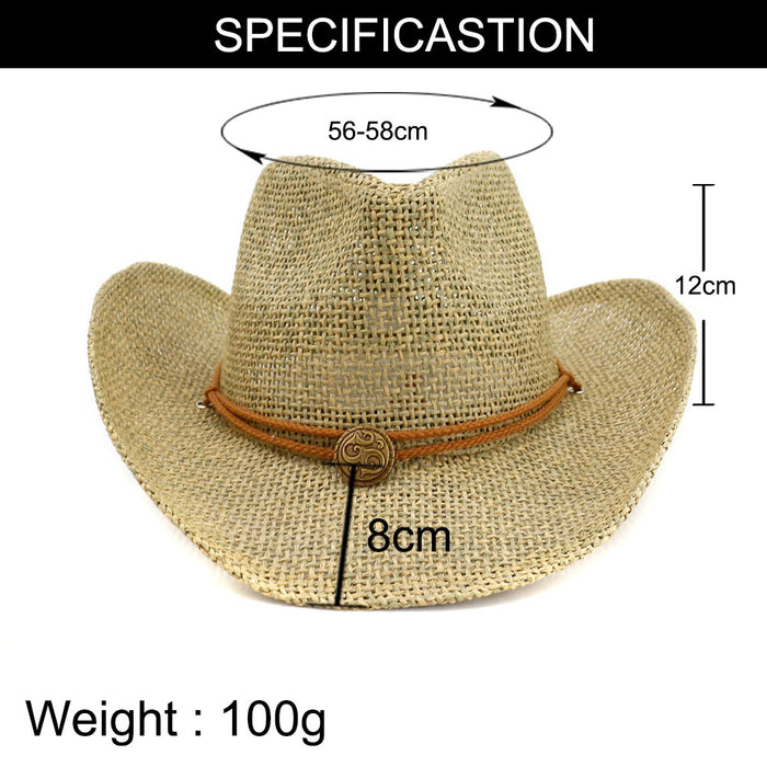 Wholesale western cowboy straw hat topper outdoor seaside JDC-FH-MShen001