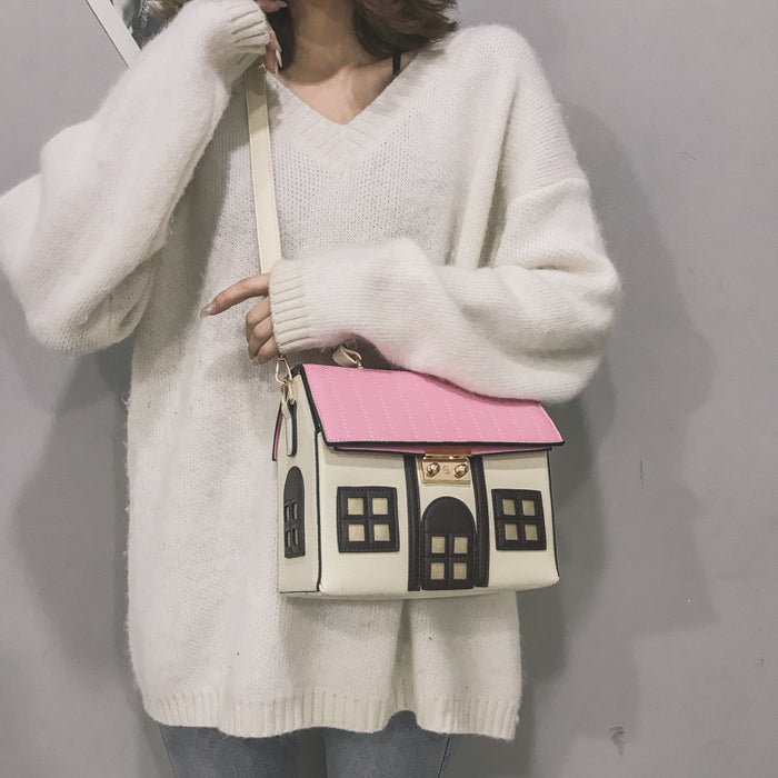 Wholesale PU Contrast Color Creative Funny Small House Shoulder Bag JDC-SD-Hanc013