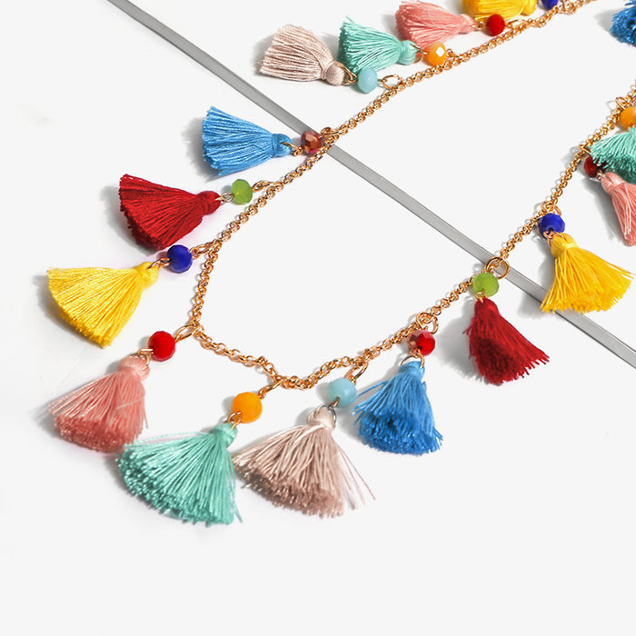 Wholesale Necklace Alloy Colorful Tassel Boho Necklace JDC-NE-PREMJM001