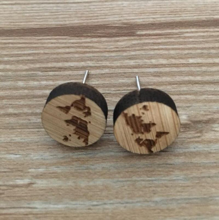 Wholesale Map Wooden Earrings JDC-ES-SS014