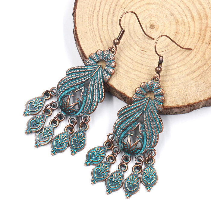 Wholesale Earrings Alloy Drop Shape Engraved Pattern JDC-ES-Yuhong011