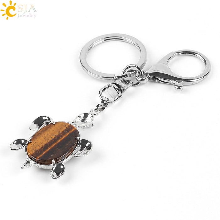 Jewelry WholesaleWholesale Natural Stone Crystal Turtle Keychain JDC-KC-HS001 Keychains 怀社 %variant_option1% %variant_option2% %variant_option3%  Factory Price JoyasDeChina Joyas De China