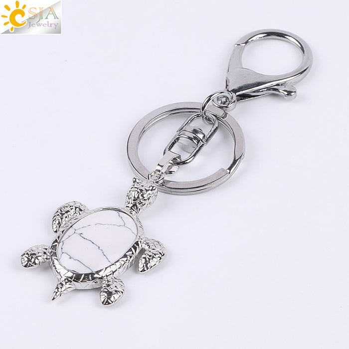 Wholesale Natural Stone Crystal Turtle Keychain JDC-KC-HS001