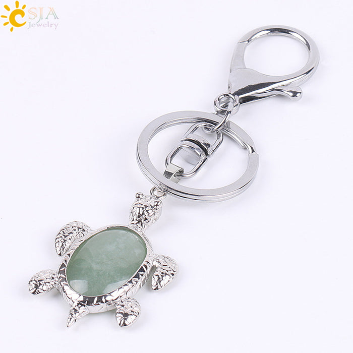 Wholesale Natural Stone Crystal Turtle Keychain JDC-KC-HS001