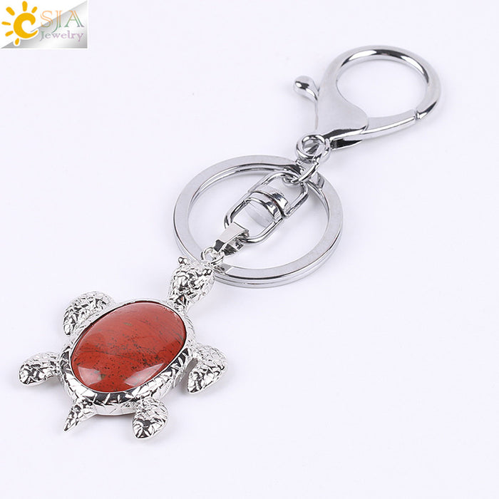 Wholesale Natural Stone Crystal Turtle Keychain JDC-KC-HS001